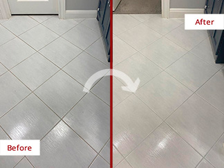 Floor Before and After a Grout Sealing in Austin, TX