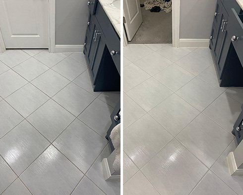 Floor Before and After a Grout Sealing in Austin, TX