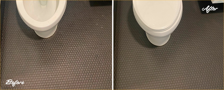 Bathroom Floor Before and After a Superb  Grout Sealing in Austin, TX