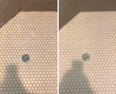 Shower Before and After a Grout Sealing in Dripping Springs, TX