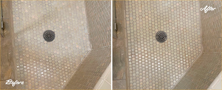 Shower Floor Restored by Our Tile and Grout Cleaners in Austin, TX