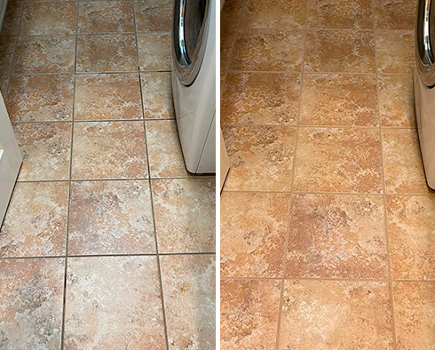 Floor Before and After a Grout Sealing in The Hills, TX