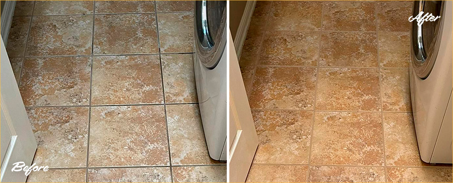 Floor Before and After a Superb Grout Sealing in The Hills, TX